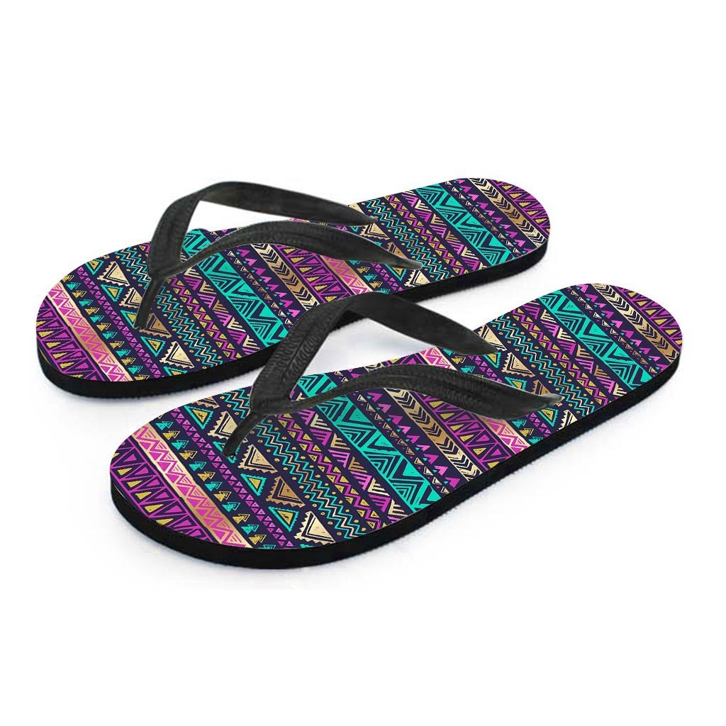 Multicolor Native Aztec Doodle Women's Flip Flops-grizzshop