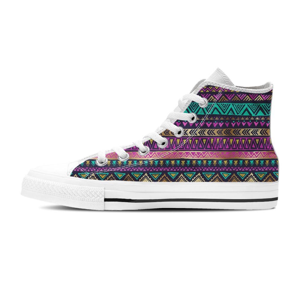 Multicolor Native Aztec Doodle Women's High Top Shoes-grizzshop