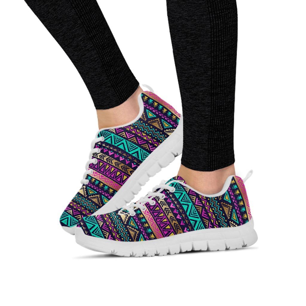Multicolor Native Aztec Doodle Women's Sneakers-grizzshop