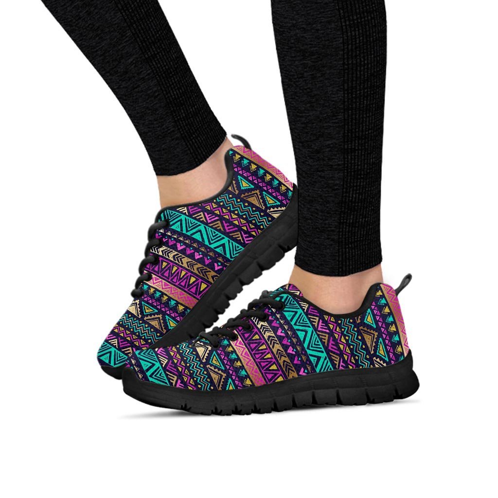 Multicolor Native Aztec Doodle Women's Sneakers-grizzshop