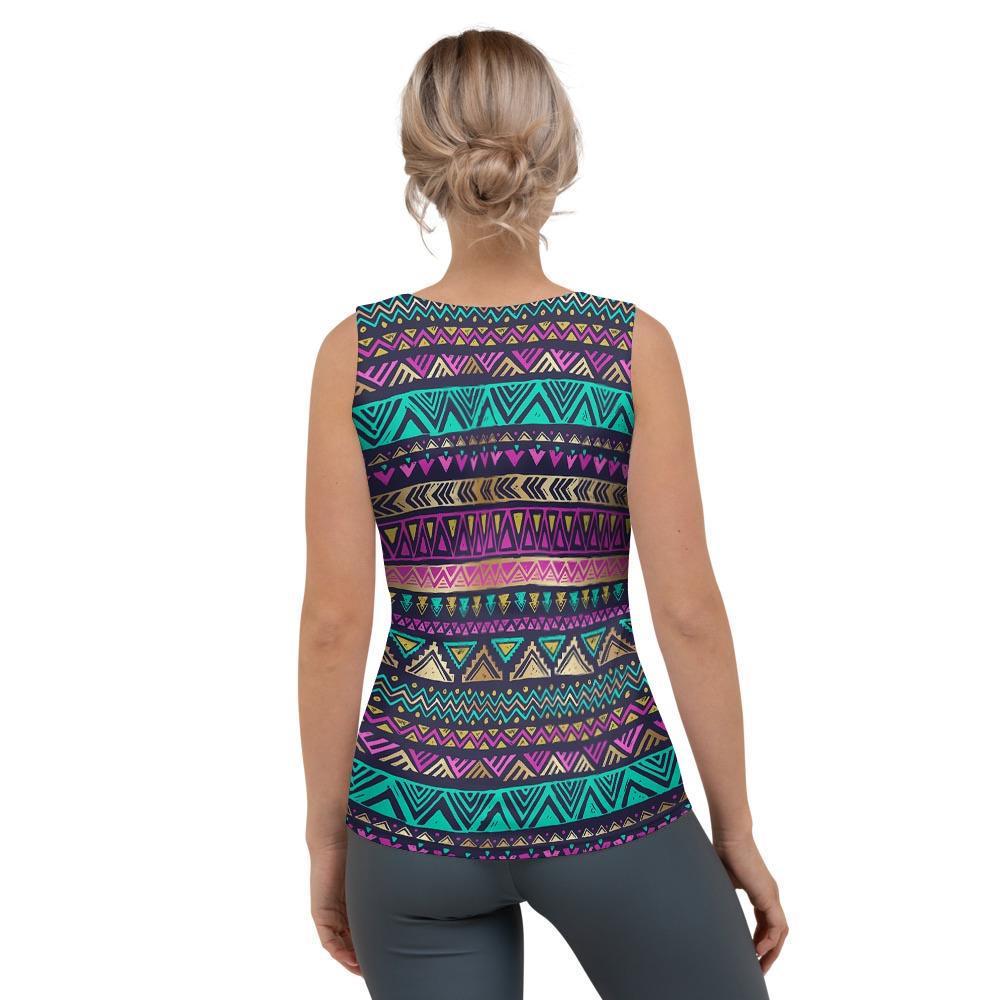 Multicolor Native Aztec Doodle Women's Tank Top-grizzshop