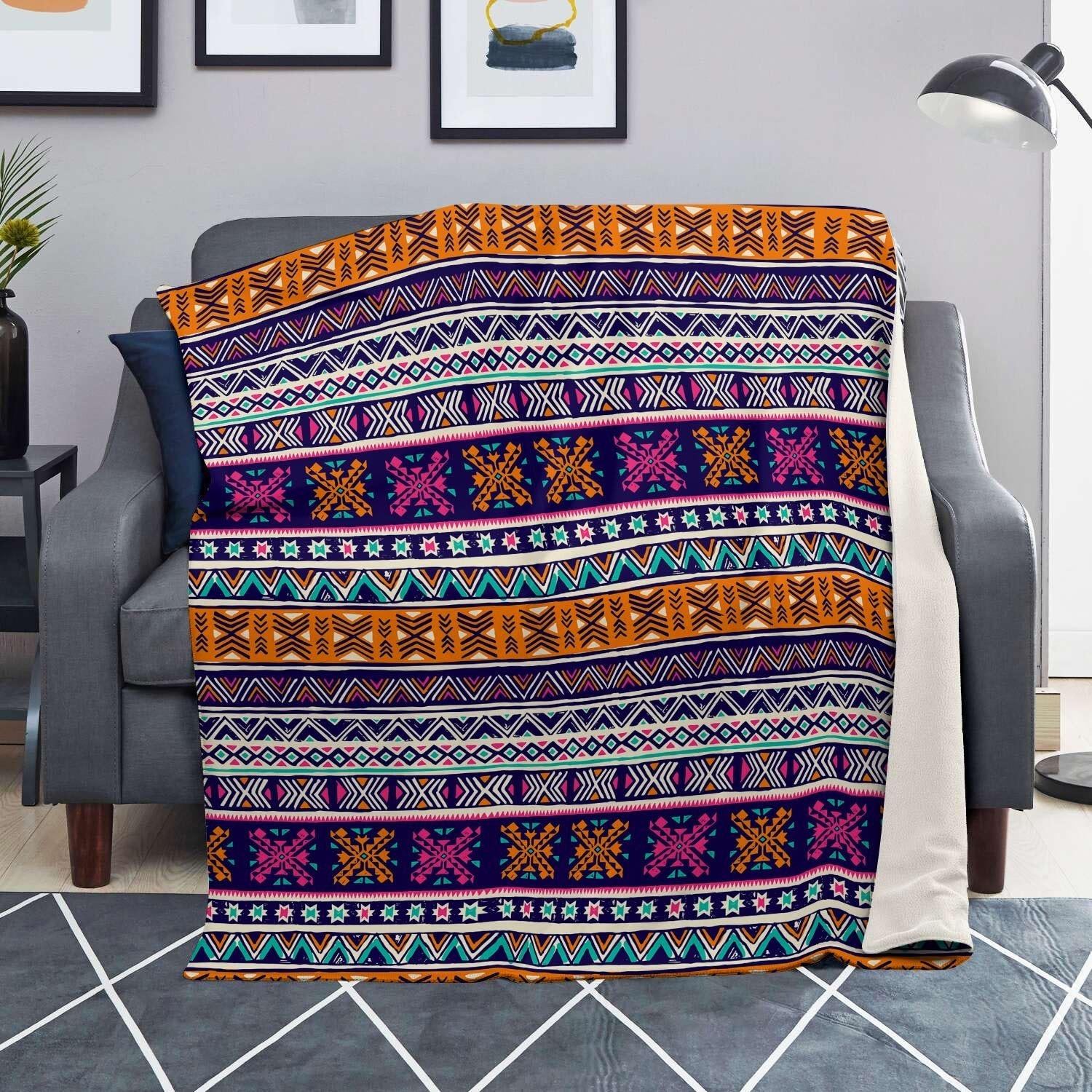 Multicolor Native Aztec Geometric Hipster Blanket-grizzshop