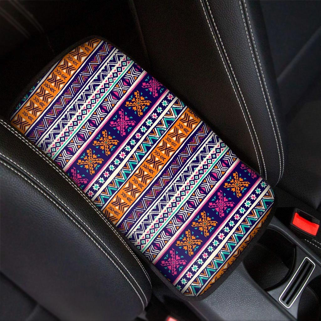 Multicolor Native Aztec Geometric Hipster Car Console Cover-grizzshop