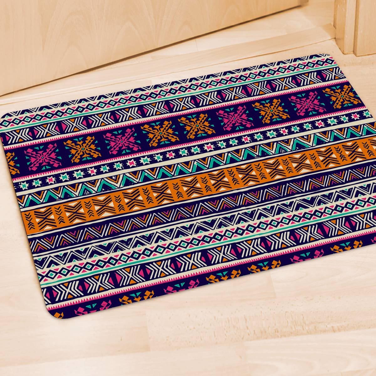 Multicolor Native Aztec Geometric Hipster Door Mat-grizzshop