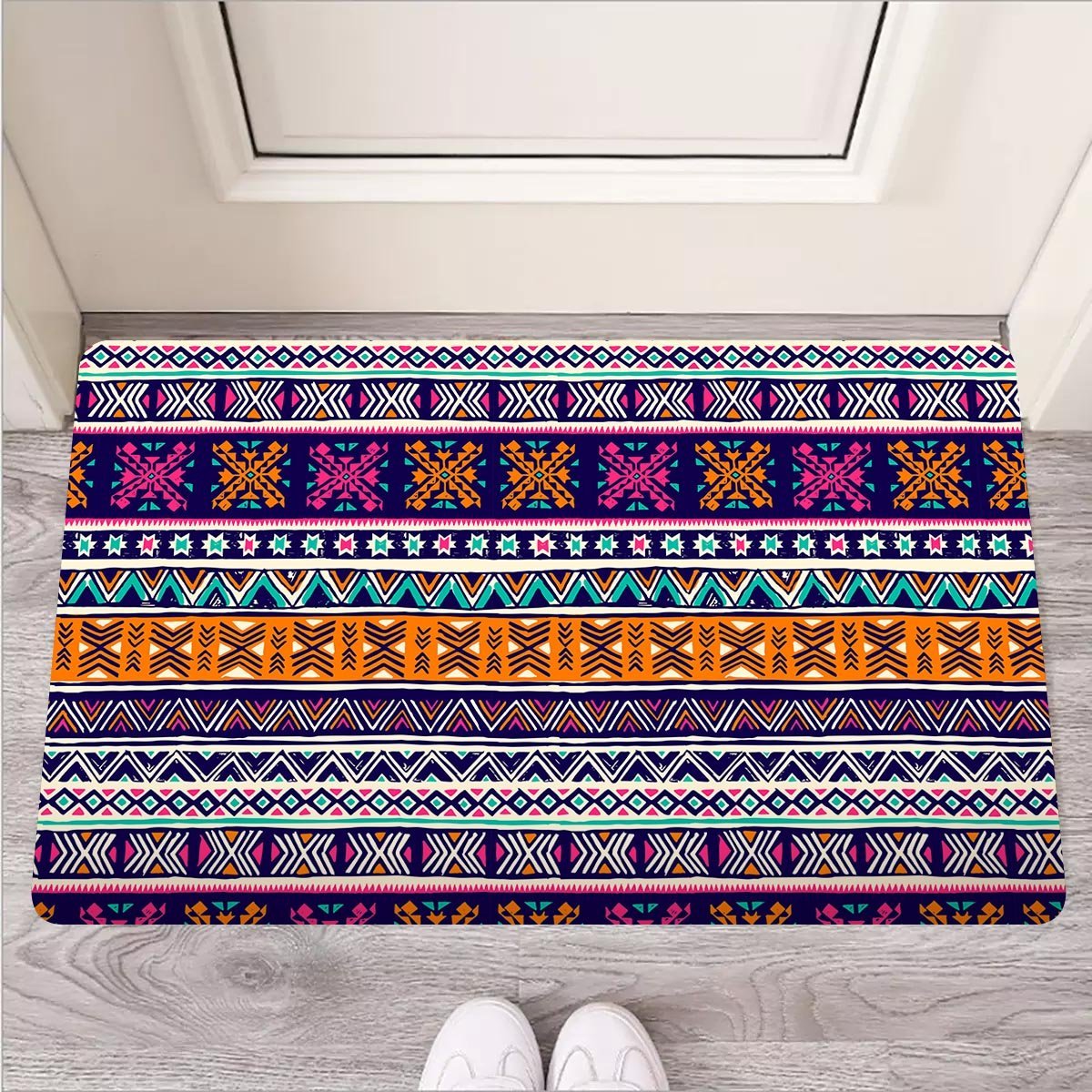 Multicolor Native Aztec Geometric Hipster Door Mat-grizzshop