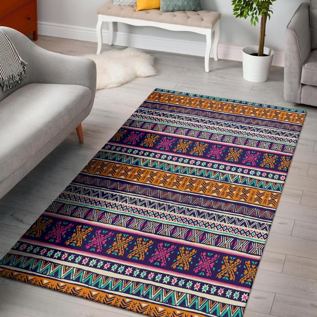 Multicolor Native Aztec Geometric Hipster Floor Mat-grizzshop