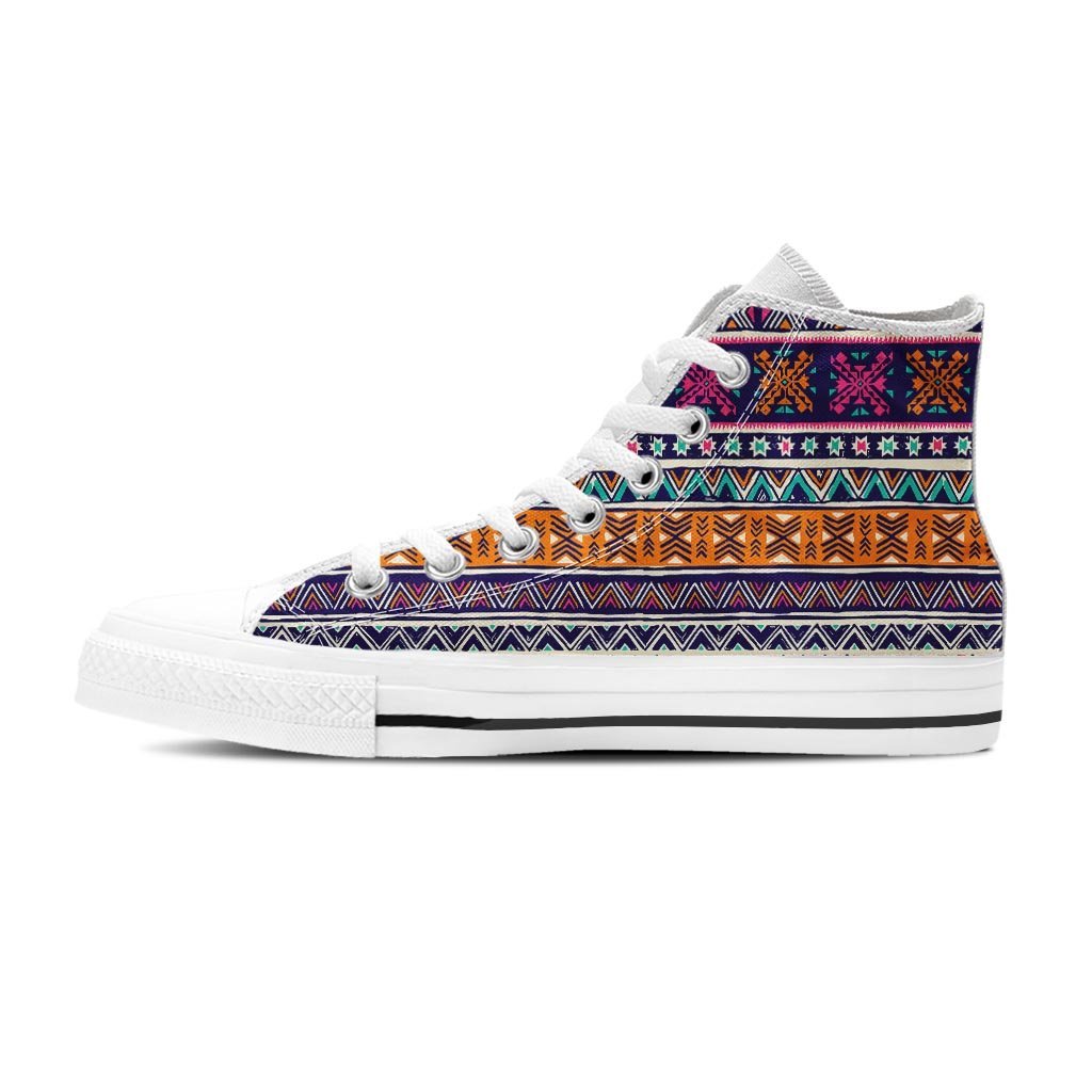 Multicolor Native Aztec Geometric Hipster Women's High Top Shoes-grizzshop