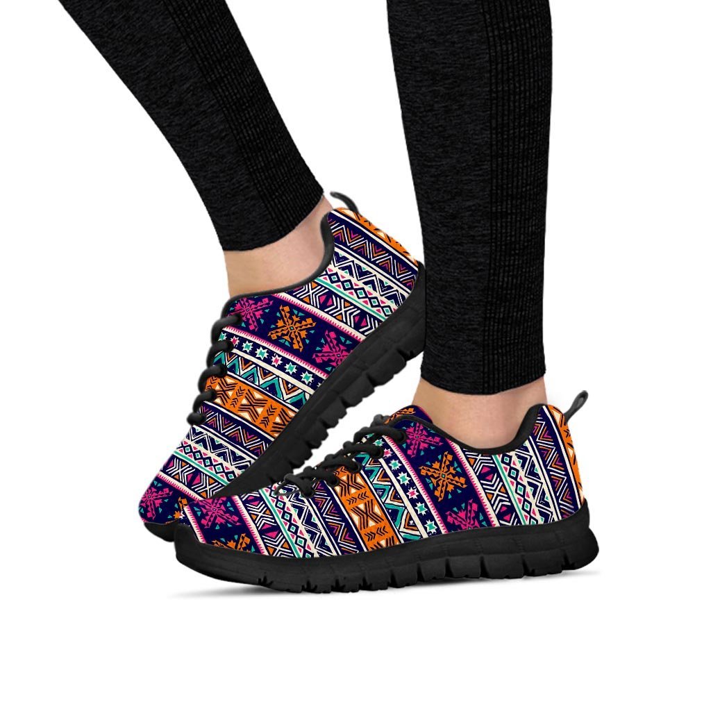 Multicolor Native Aztec Geometric Hipster Women's Sneakers-grizzshop