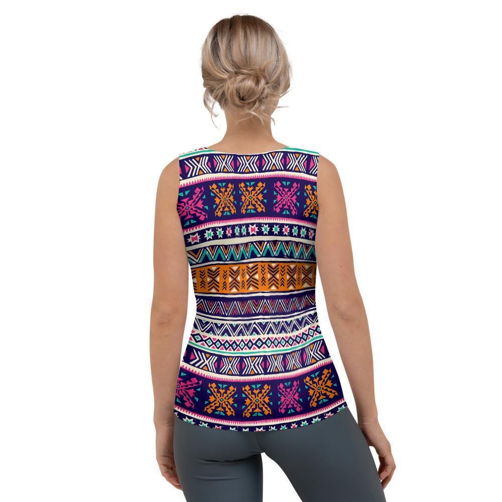 Multicolor Native Aztec Geometric Hipster Women's Tank Top-grizzshop
