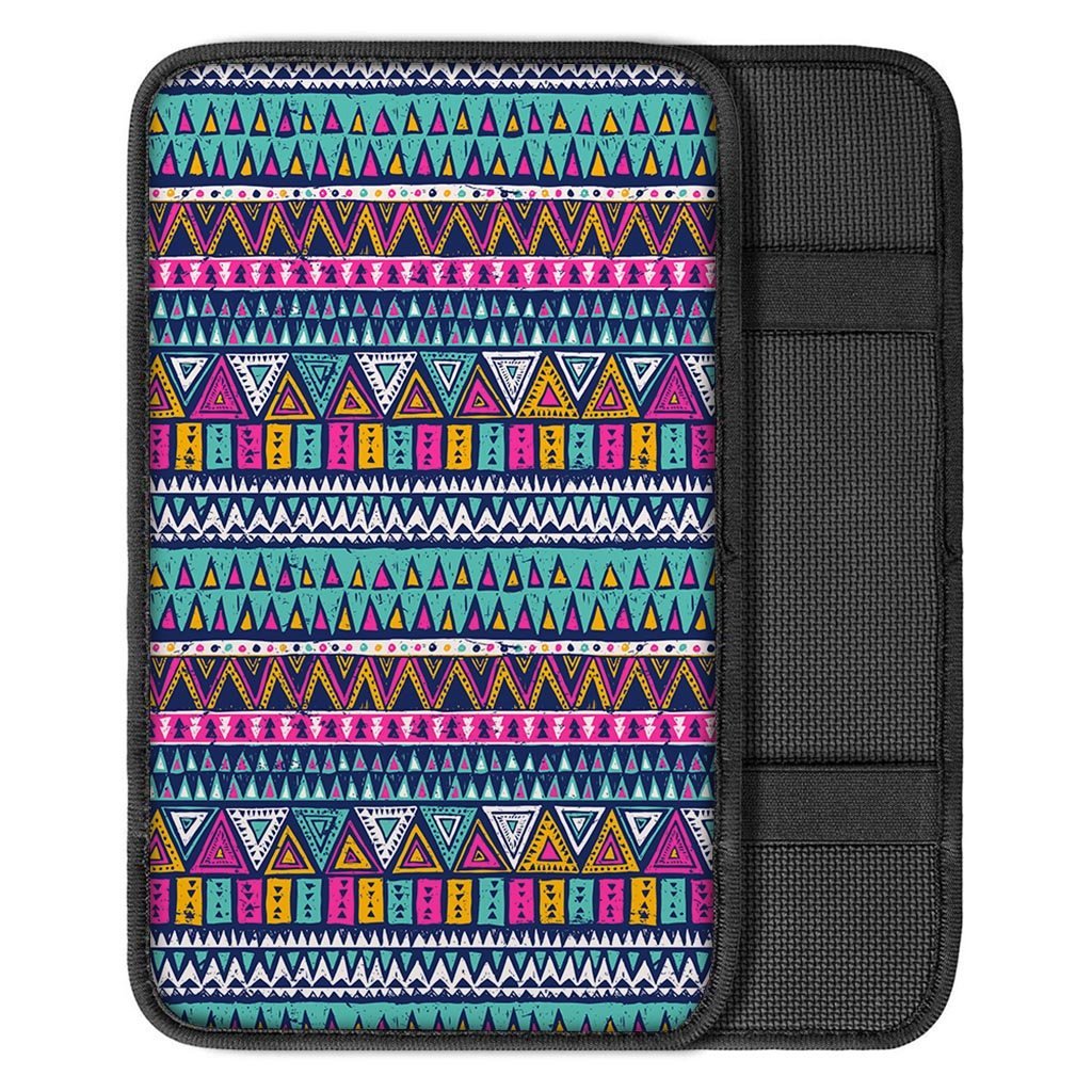 Multicolor Native Aztec Trippy Striped Car Console Cover-grizzshop