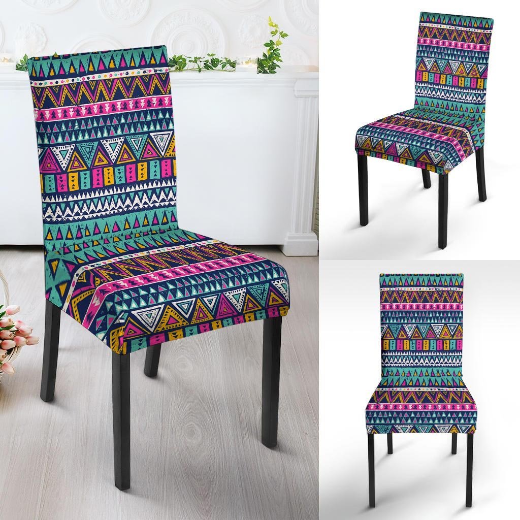 Multicolor Native Aztec Trippy Striped Chair Cover-grizzshop