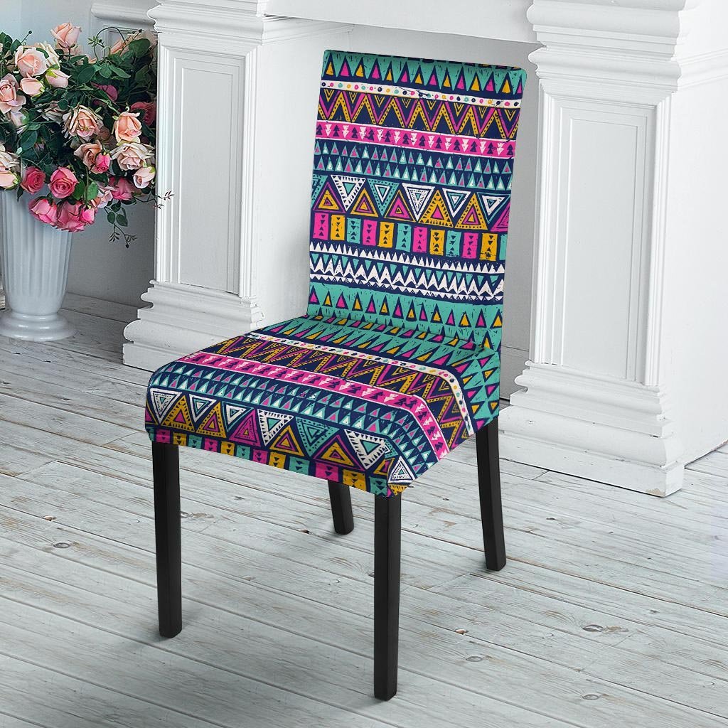 Multicolor Native Aztec Trippy Striped Chair Cover-grizzshop