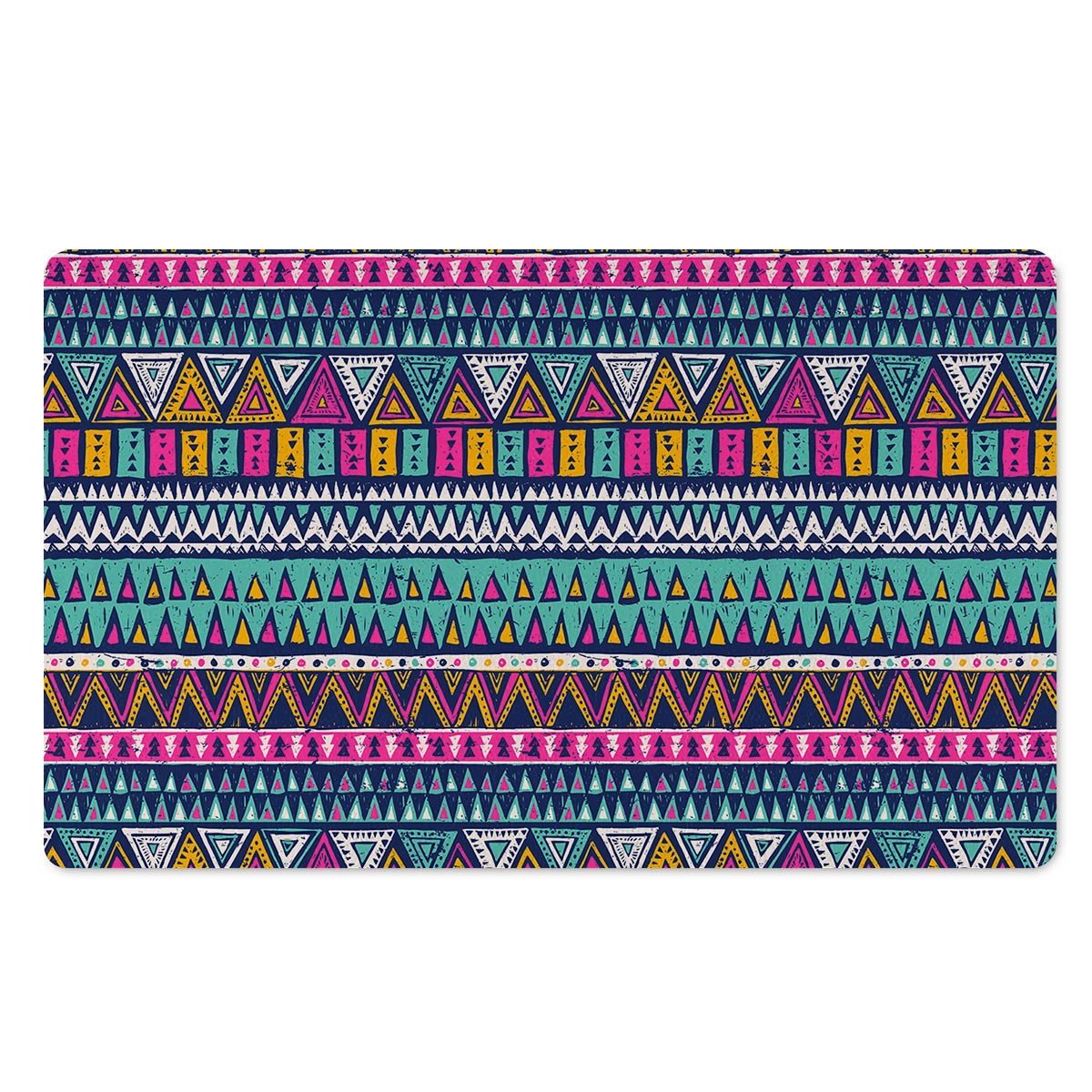 Multicolor Native Aztec Trippy Striped Door Mat-grizzshop