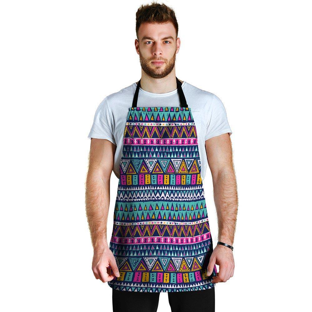 Multicolor Native Aztec Trippy Striped Men's Apron-grizzshop