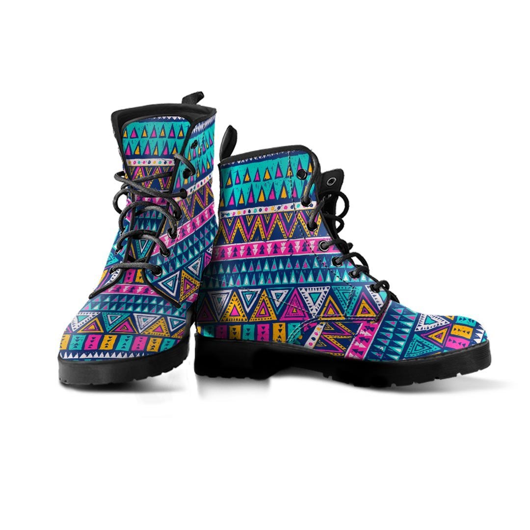 Multicolor Native Aztec Trippy Striped Men's Boots-grizzshop