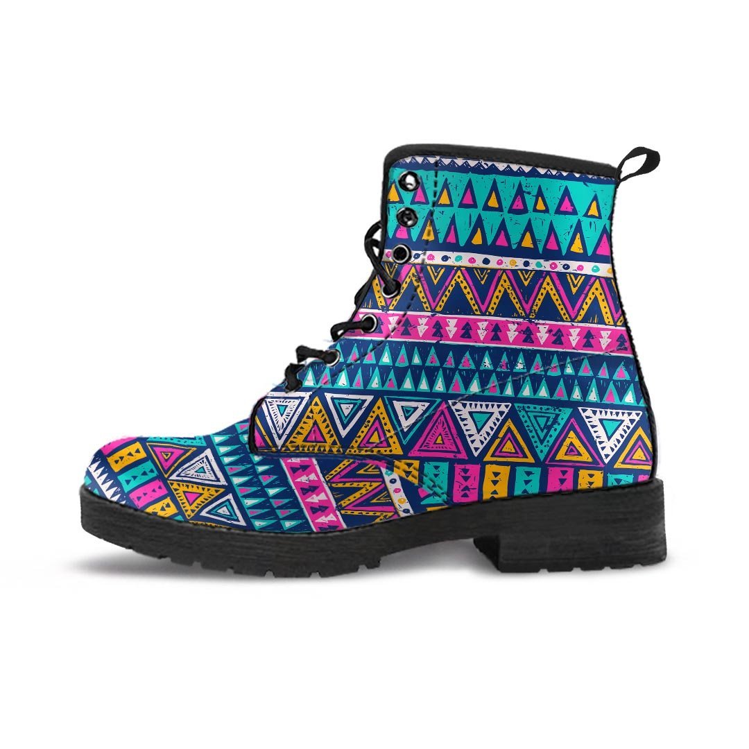 Multicolor Native Aztec Trippy Striped Men's Boots-grizzshop
