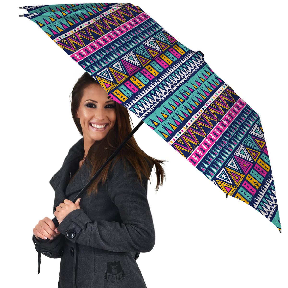 Multicolor Native Aztec Trippy Striped Umbrella-grizzshop