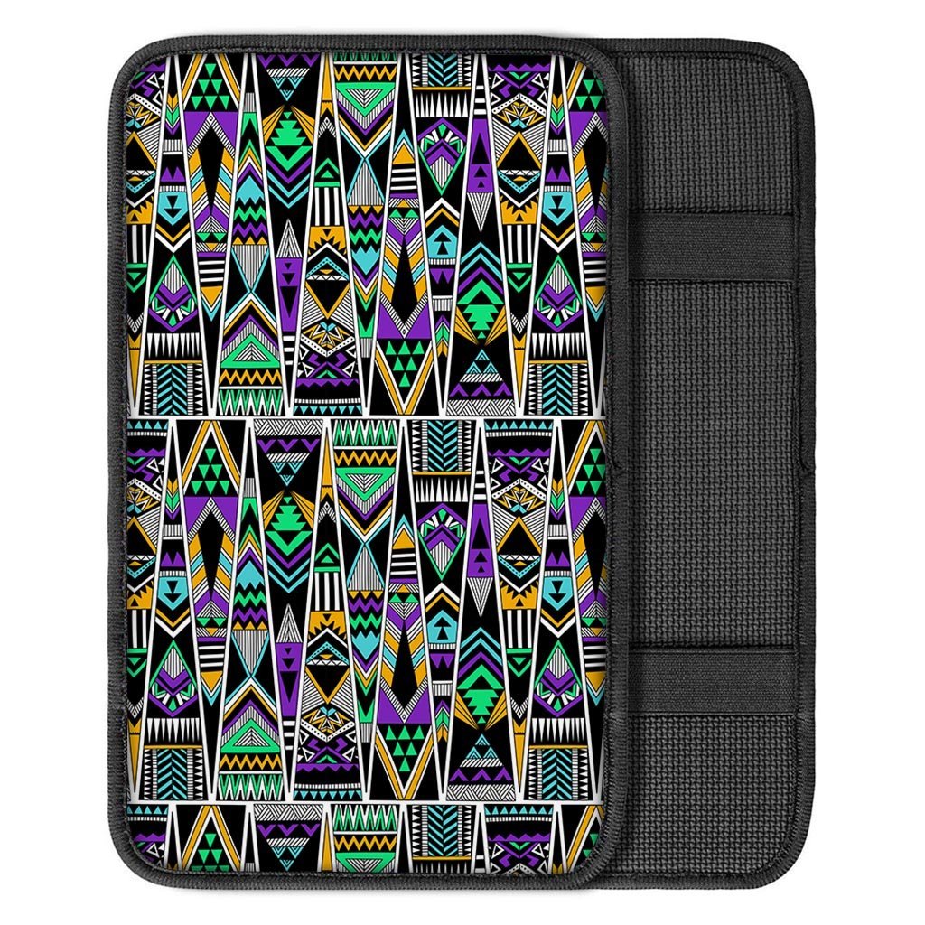 Multicolor Native Aztec Vintage Trippy Car Console Cover-grizzshop