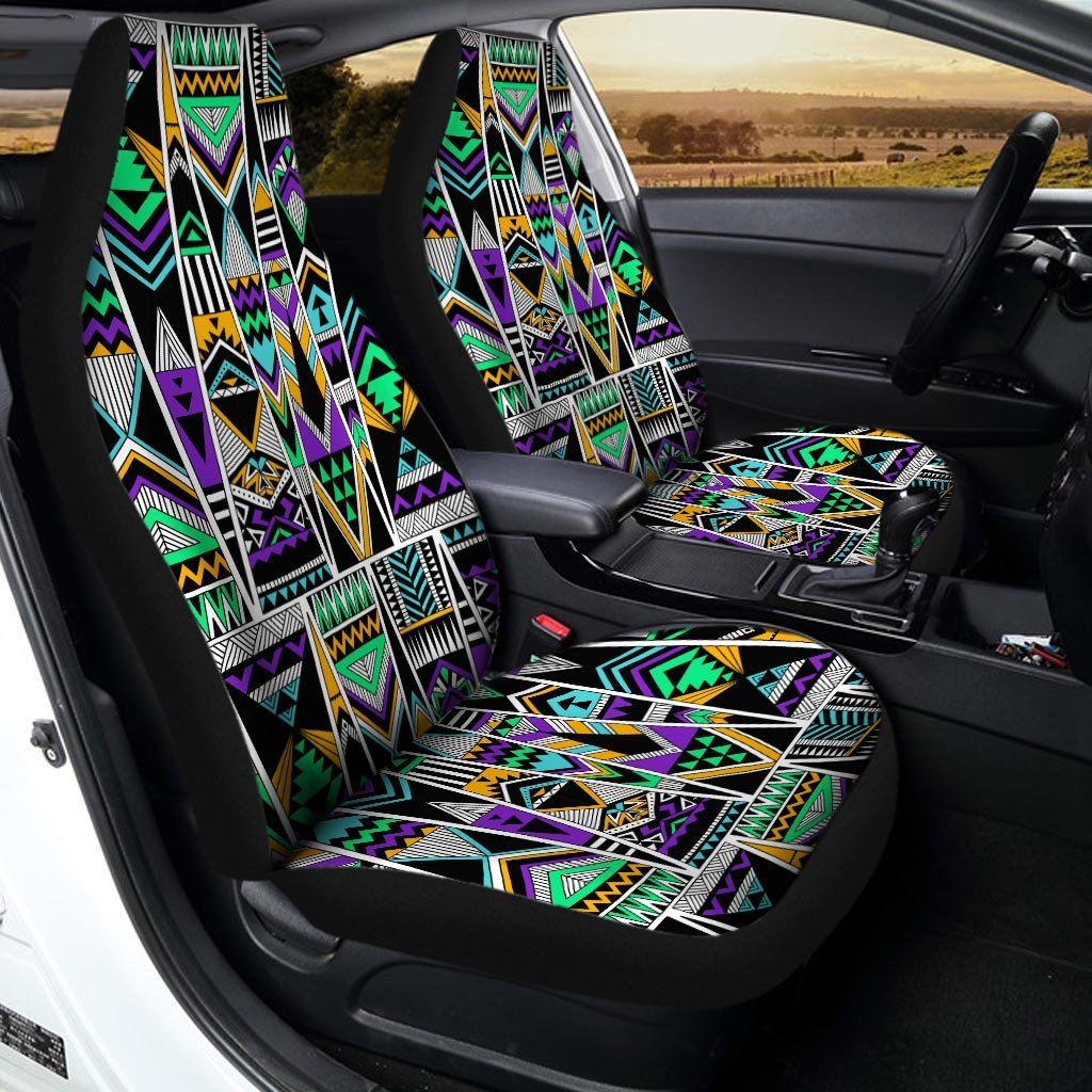 Multicolor Native Aztec Vintage Trippy Car Seat Covers-grizzshop