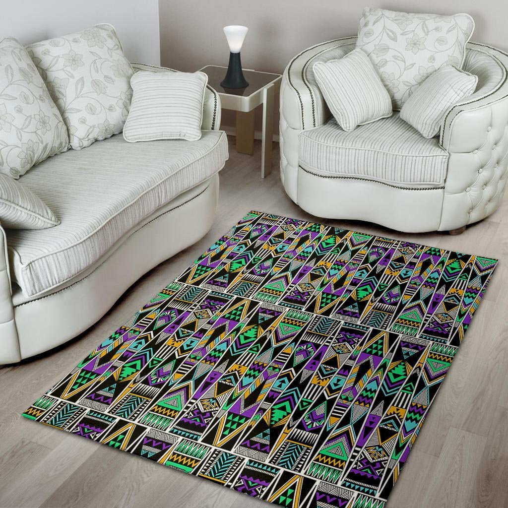 Multicolor Native Aztec Vintage Trippy Floor Mat-grizzshop