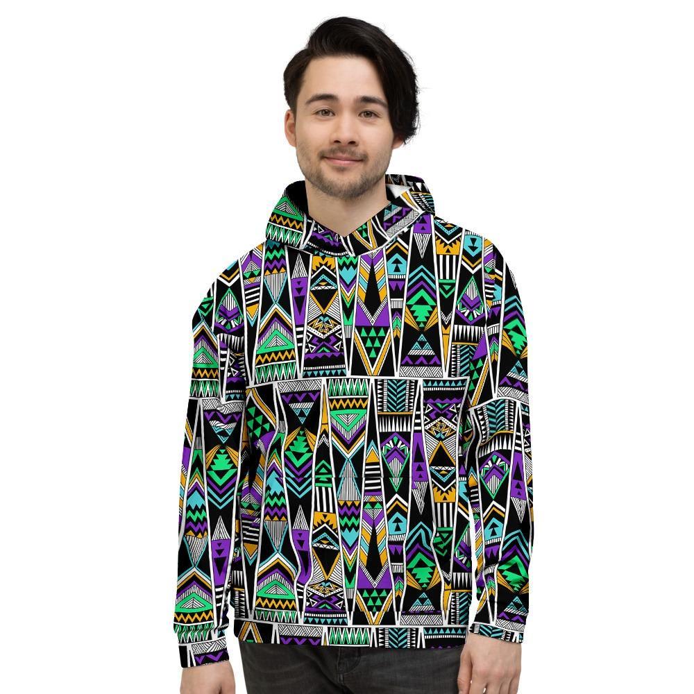 Multicolor Native Aztec Vintage Trippy Men's Hoodie-grizzshop