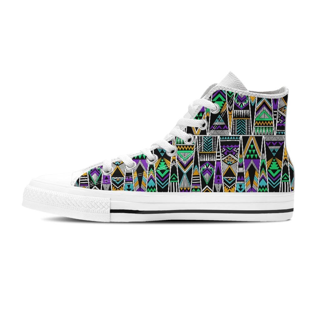 Multicolor Native Aztec Vintage Trippy Women's High Top Shoes-grizzshop