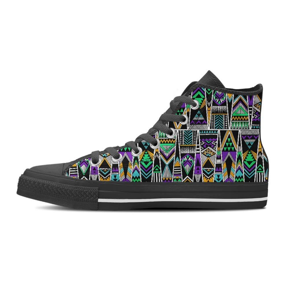Multicolor Native Aztec Vintage Trippy Women's High Top Shoes-grizzshop