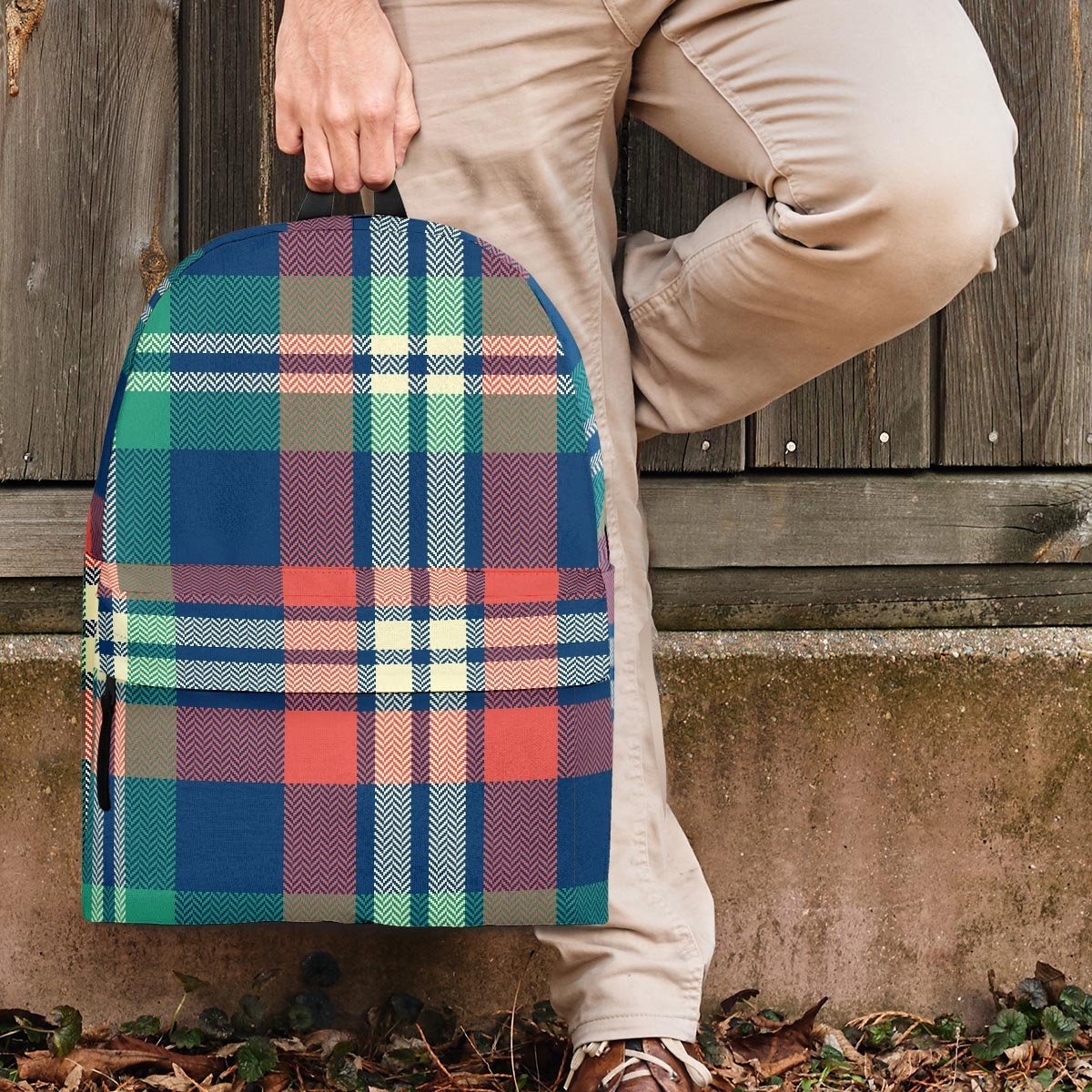 Multicolor Plaid Tartan Backpack-grizzshop
