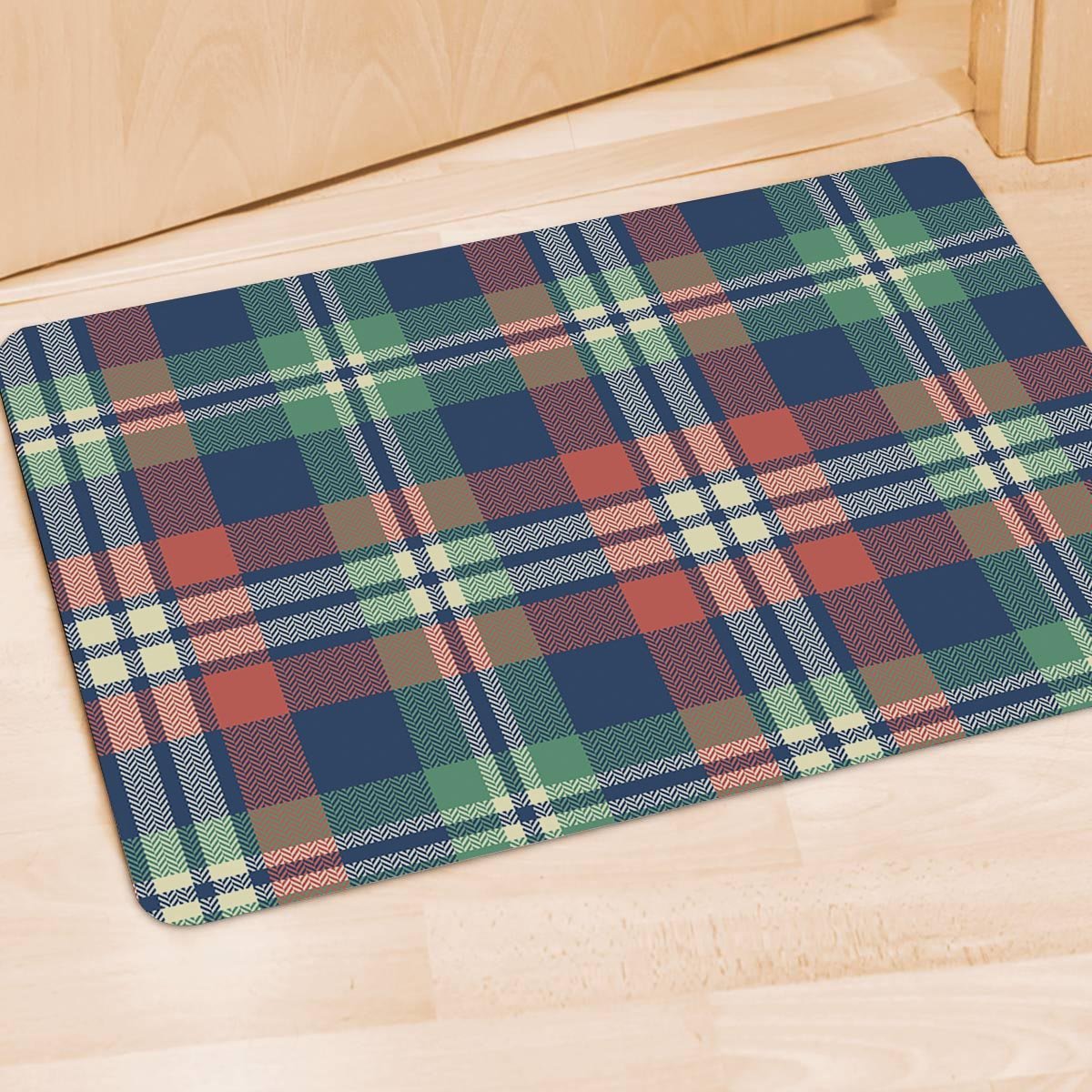 Multicolor Plaid Tartan Door Mat-grizzshop
