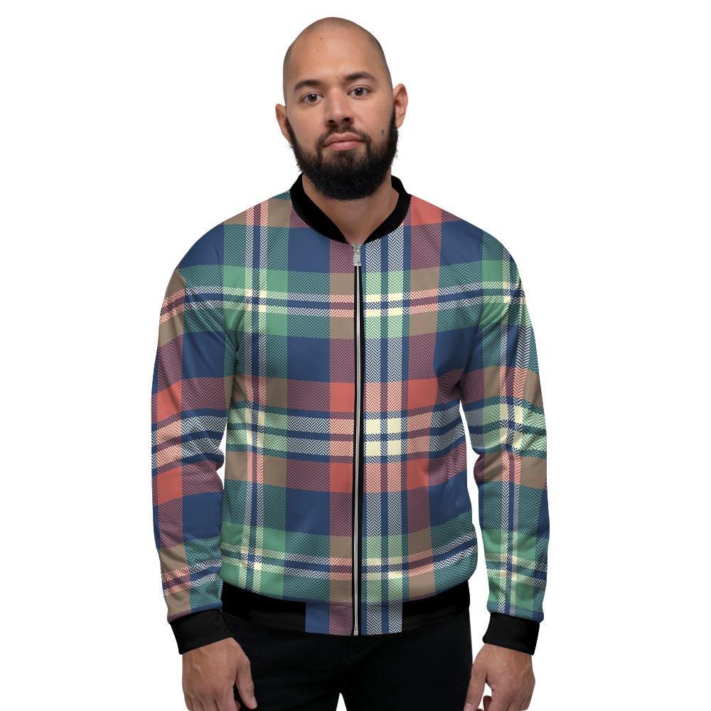 Multicolor Plaid Tartan Men's Bomber Jacket-grizzshop