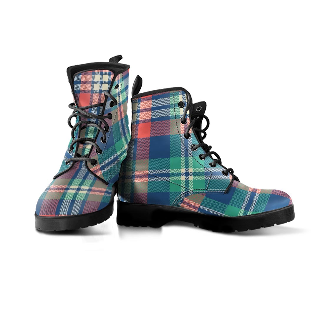 Multicolor Plaid Tartan Men's Boots-grizzshop