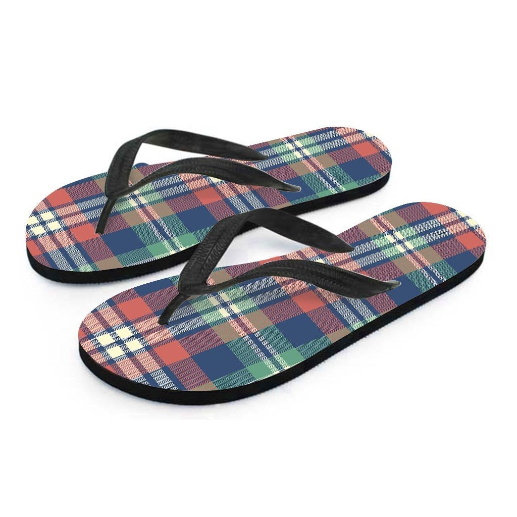 Multicolor Plaid Tartan Men's Flip Flops-grizzshop