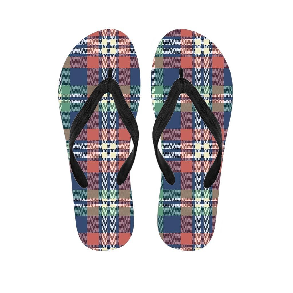 Multicolor Plaid Tartan Women's Flip Flops-grizzshop