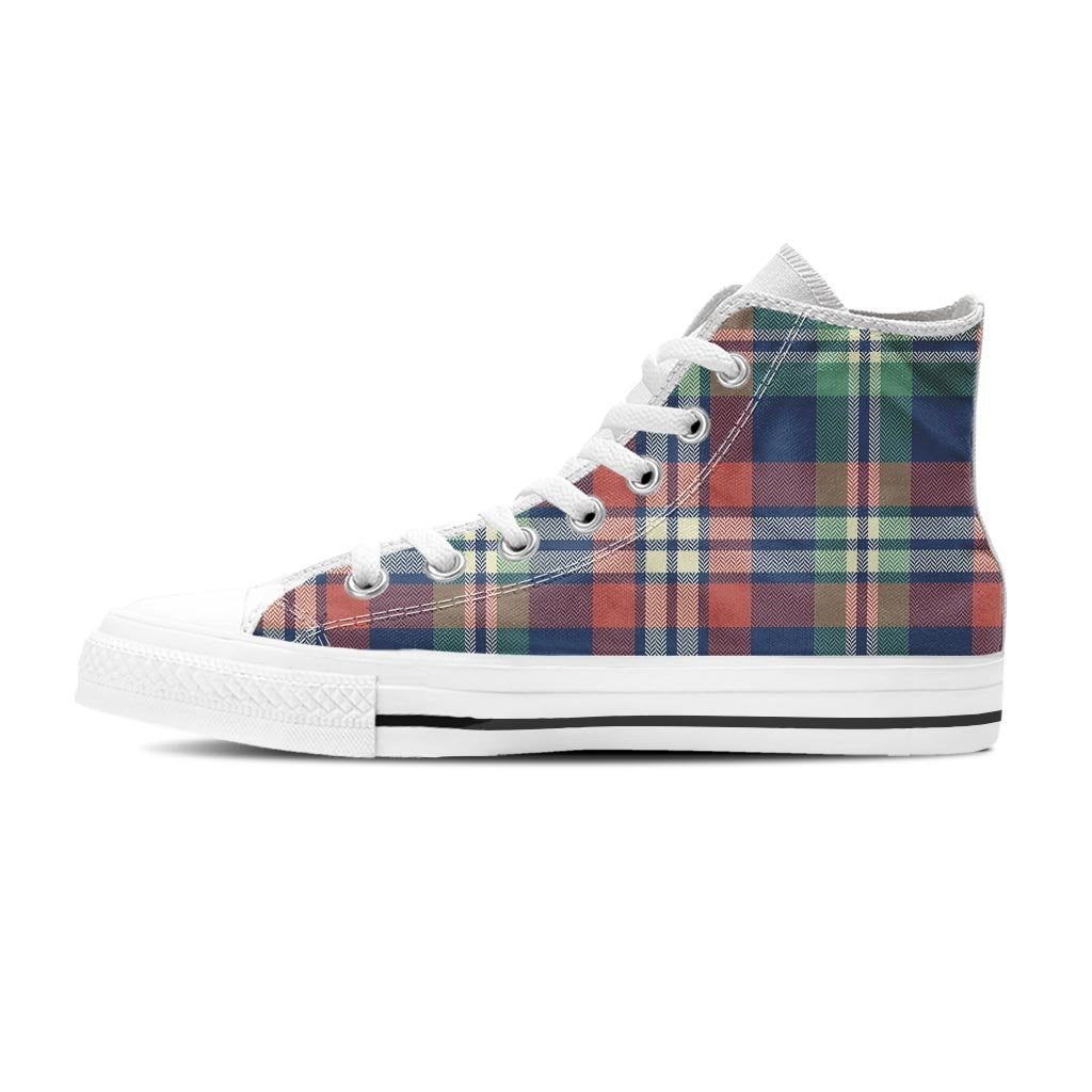 Multicolor Plaid Tartan Women's High Top Shoes-grizzshop