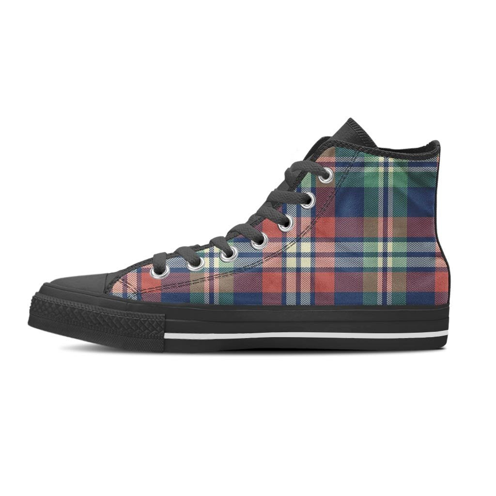 Multicolor Plaid Tartan Women's High Top Shoes-grizzshop