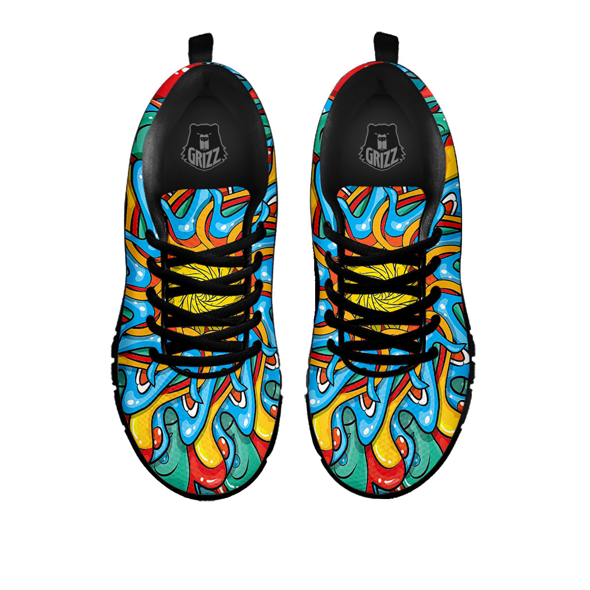 Multicolor Psychedelic Hippie Print Black Sneaker-grizzshop