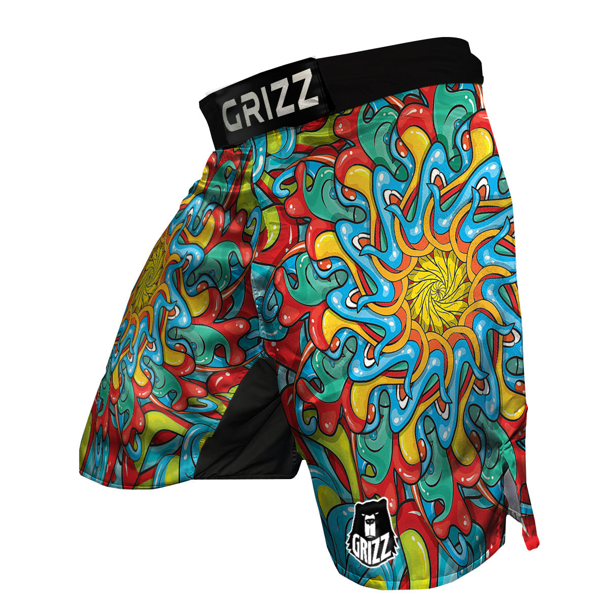 Multicolor Psychedelic Hippie Print MMA Shorts-grizzshop