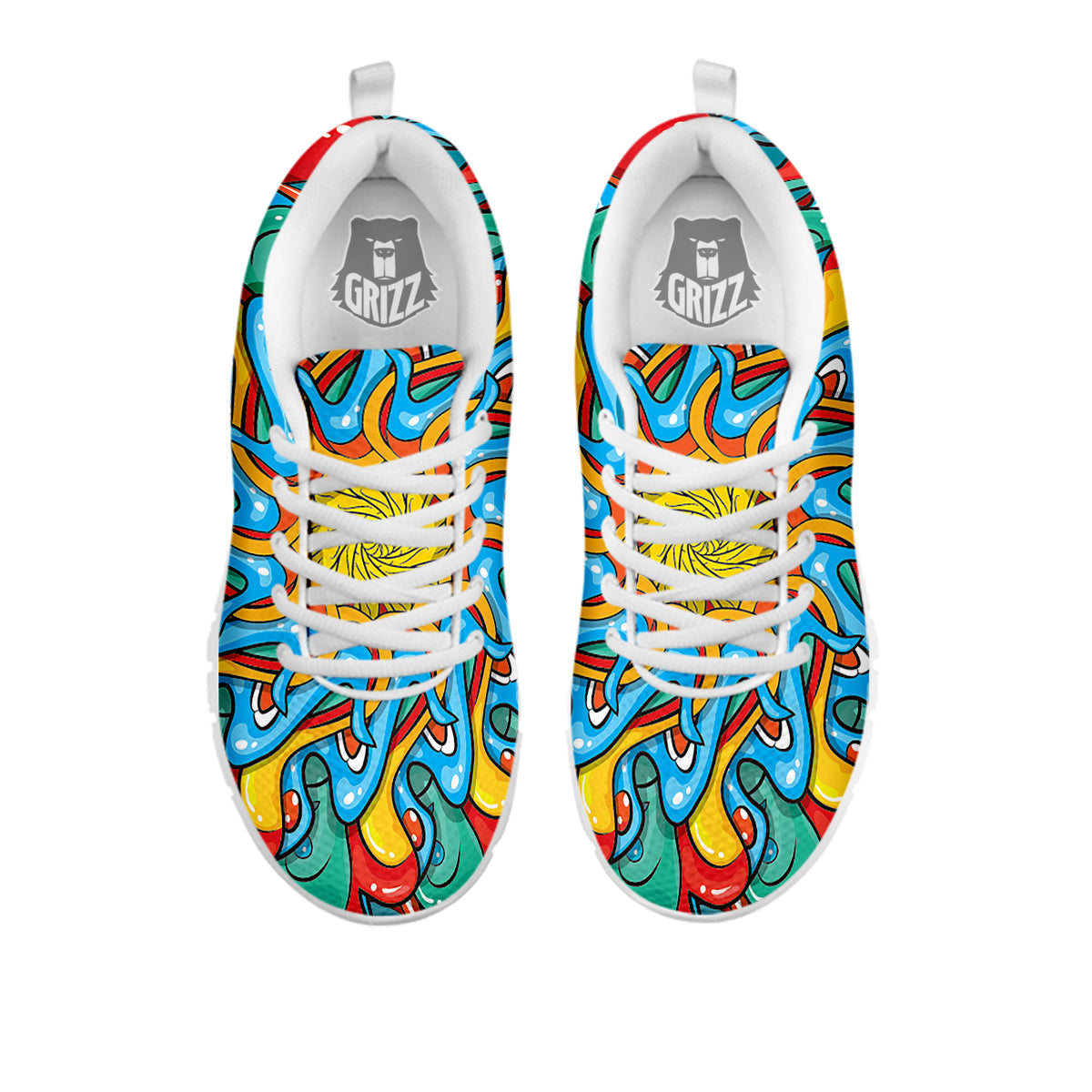 Multicolor Psychedelic Hippie Print White Sneaker-grizzshop