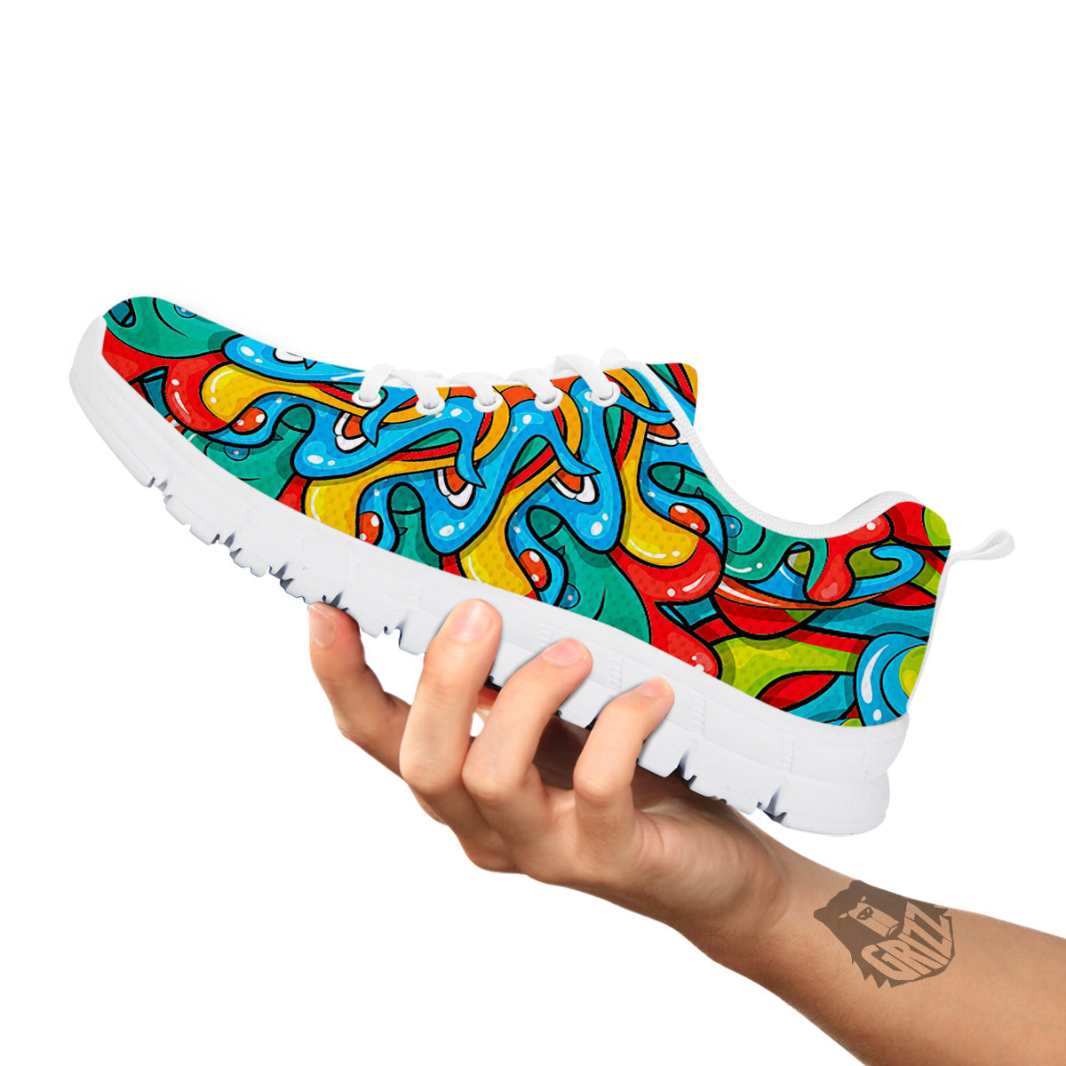 Multicolor Psychedelic Hippie Print White Sneaker-grizzshop