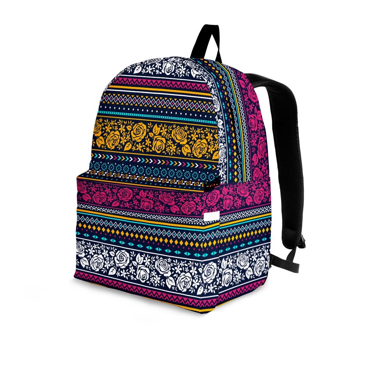 Multicolor Rose Floral Abstract Tribal Aztec Backpack-grizzshop