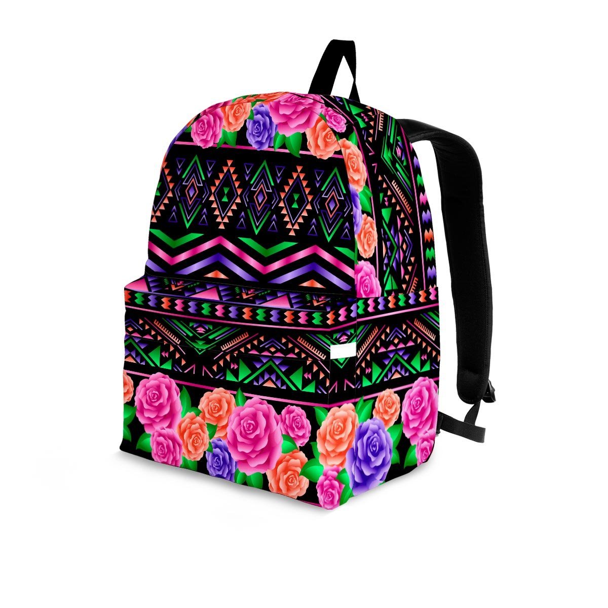 Multicolor Roses Ethnic Tribal Aztec Backpack-grizzshop