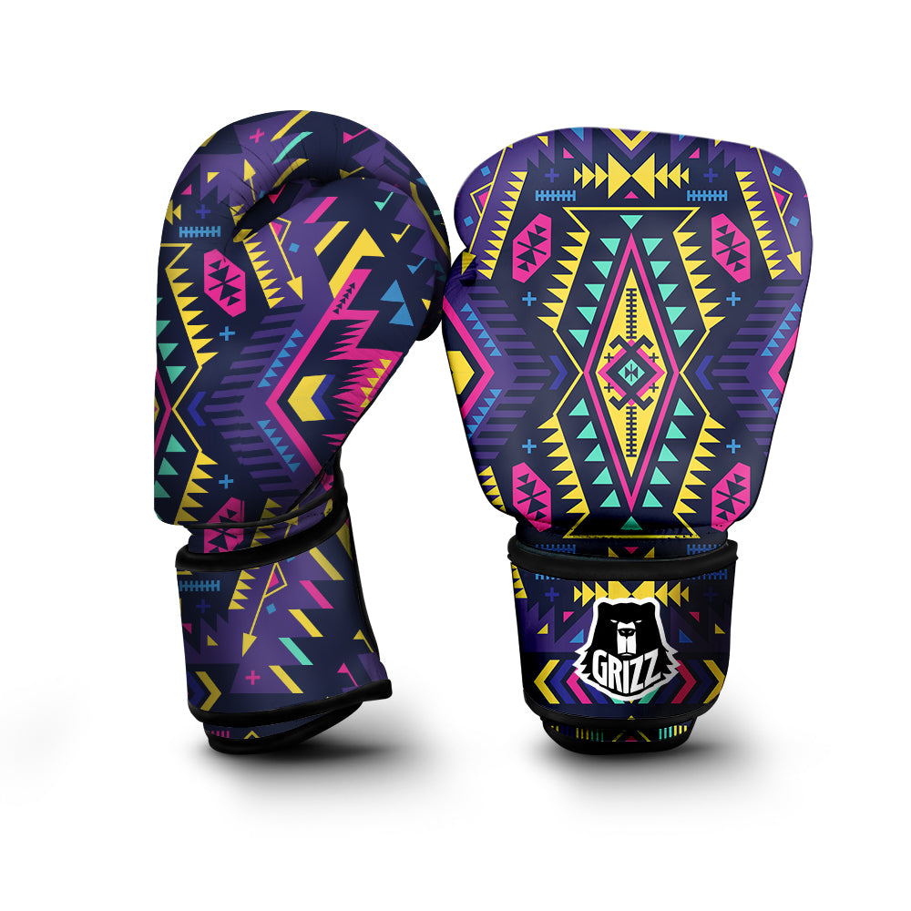Multicolor Tribal Navajo Geometric Print Boxing Gloves-grizzshop
