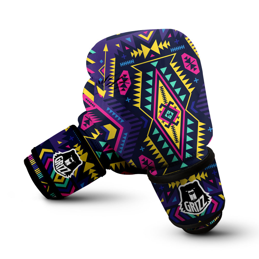 Multicolor Tribal Navajo Geometric Print Boxing Gloves-grizzshop