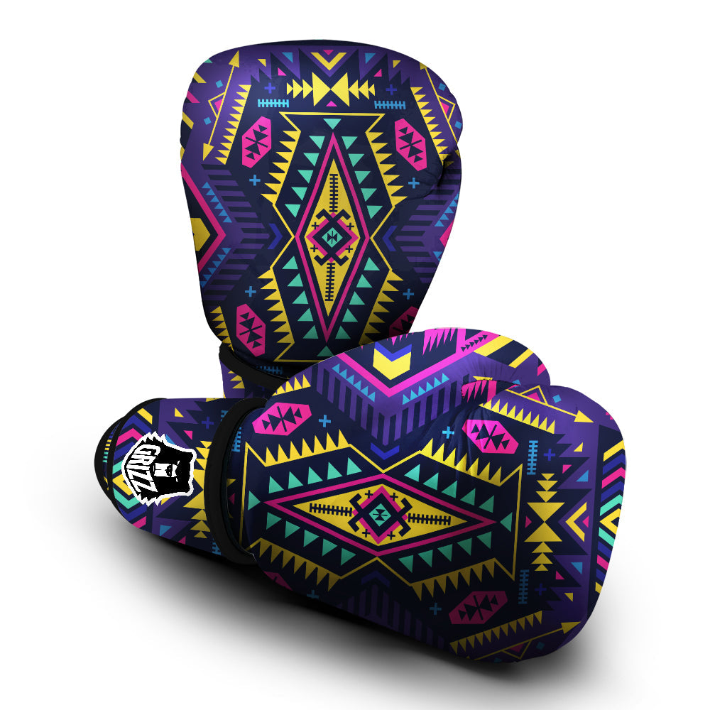 Multicolor Tribal Navajo Geometric Print Boxing Gloves-grizzshop