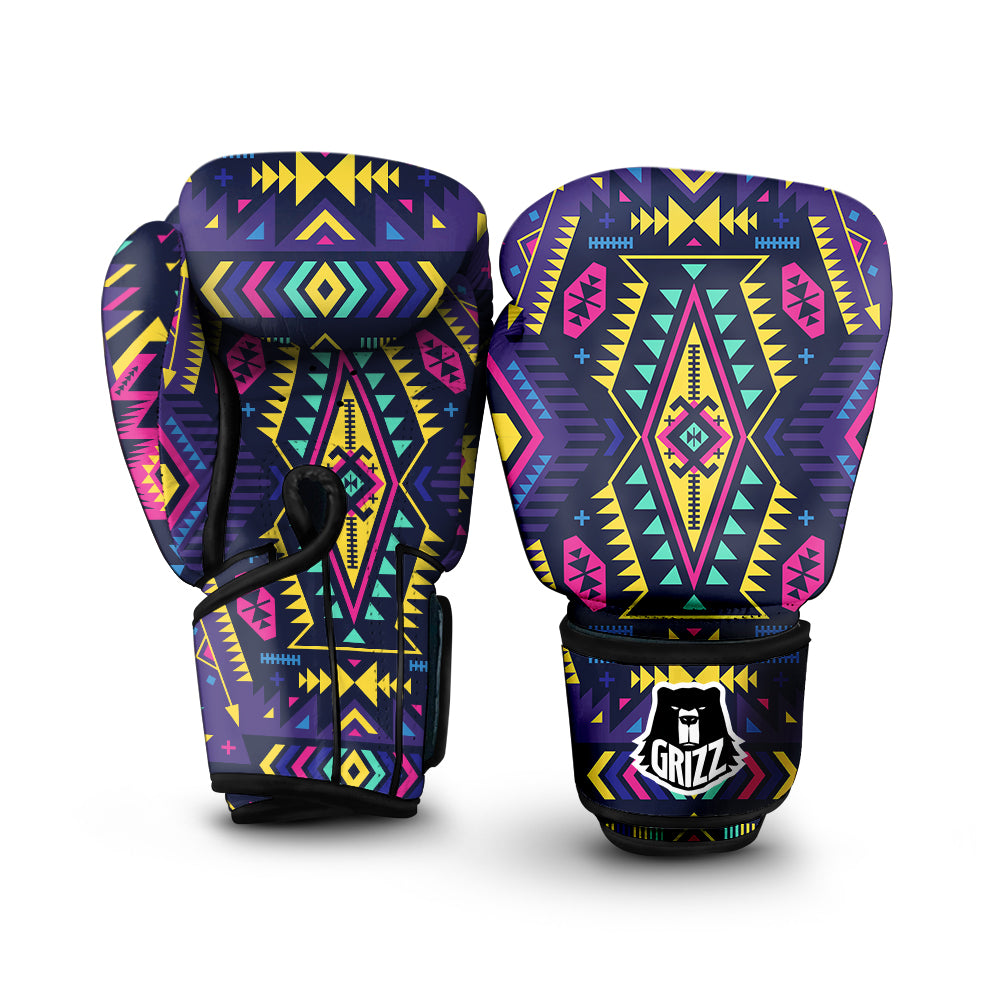 Multicolor Tribal Navajo Geometric Print Boxing Gloves-grizzshop