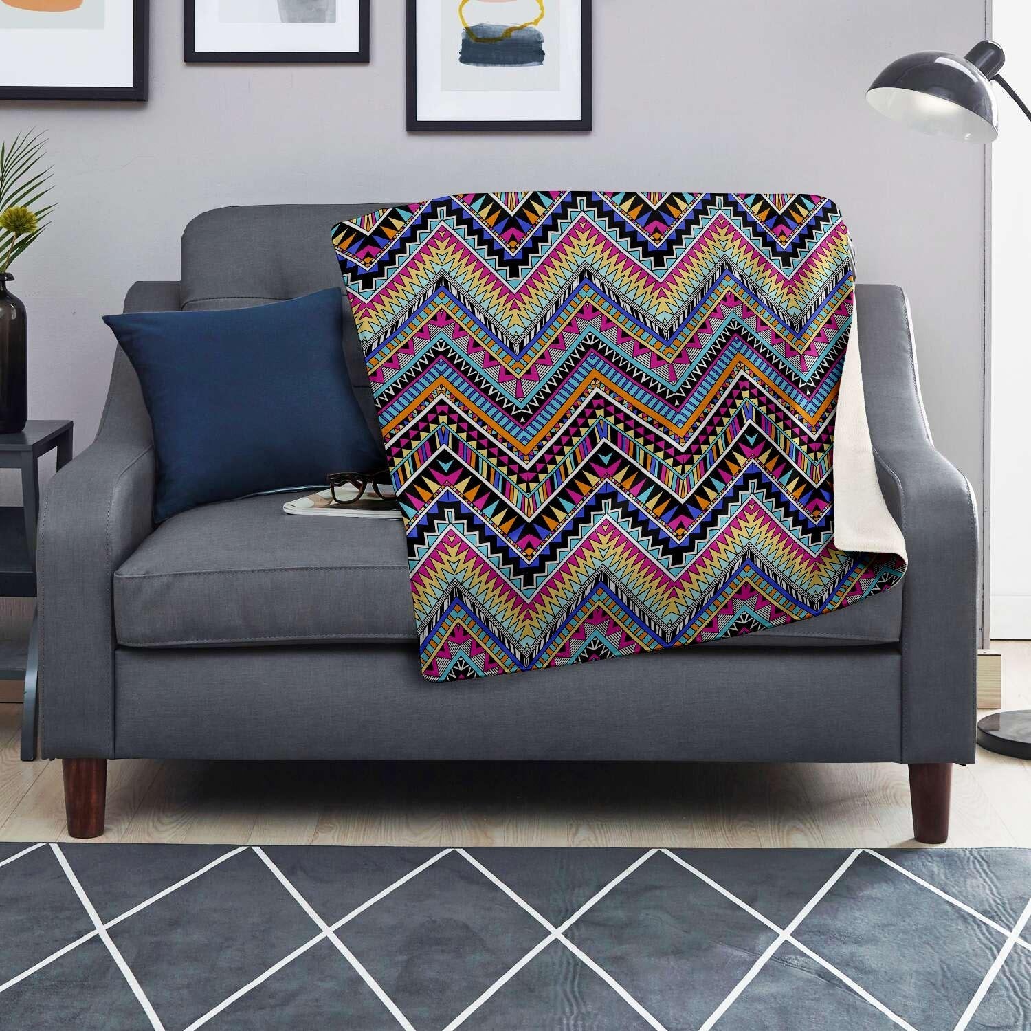 Multicolor Zigzag Indian Aztec Blanket-grizzshop