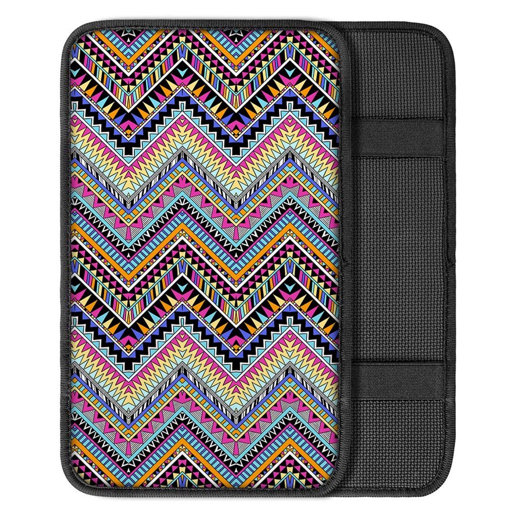 Multicolor Zigzag Indian Aztec Car Console Cover-grizzshop