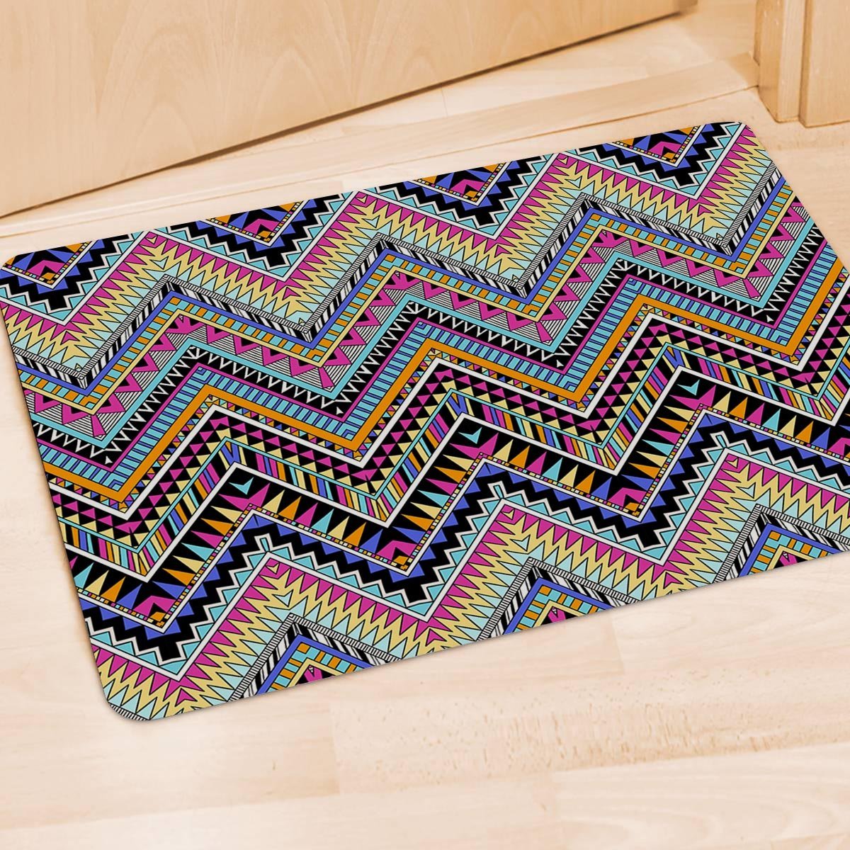 Multicolor Zigzag Indian Aztec Door Mat-grizzshop