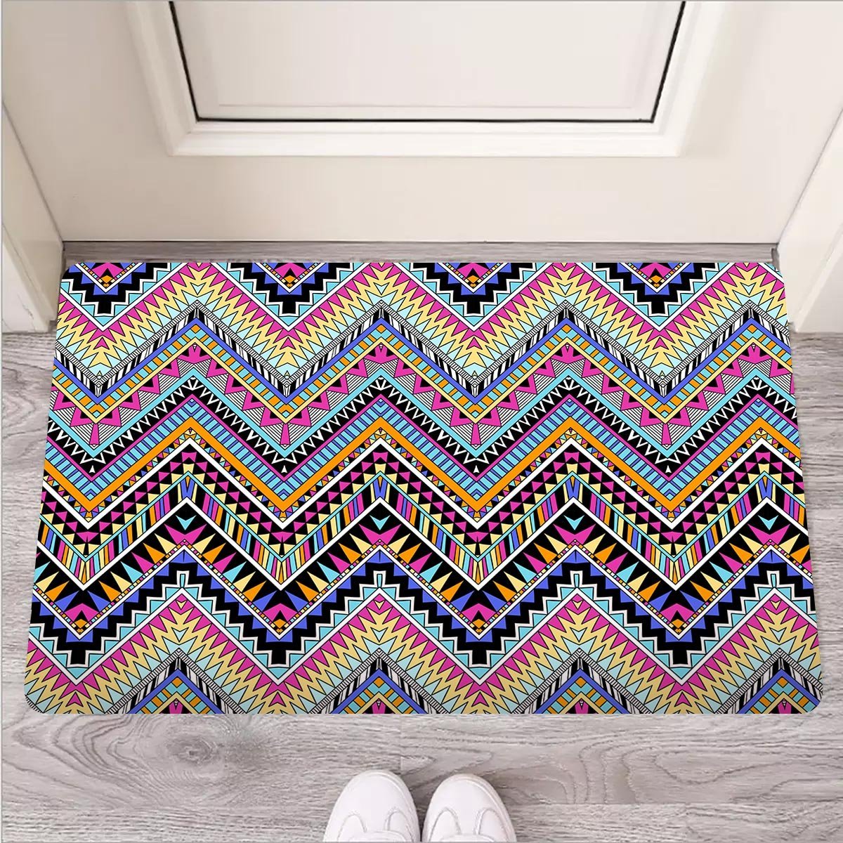 Multicolor Zigzag Indian Aztec Door Mat-grizzshop
