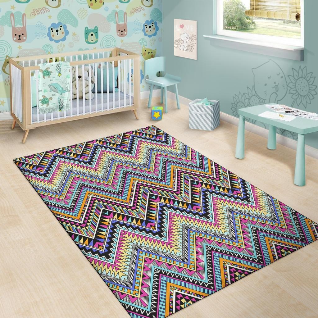 Multicolor Zigzag Indian Aztec Floor Mat-grizzshop